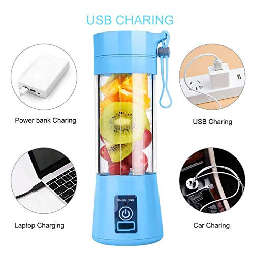 FreshBlend Portable USB Electric Blender Juicer Cup – 380ml, Rechargeable, Multicolour, Smoothie Maker & Fruit Juicer