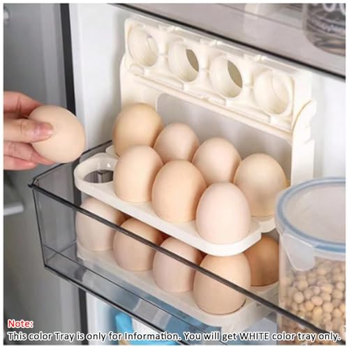 Best Product Name/Title: EggPro 24-Grid Stackable Egg Storage Box – Double Layer Dispenser Organizer for Fridge & Kitchen