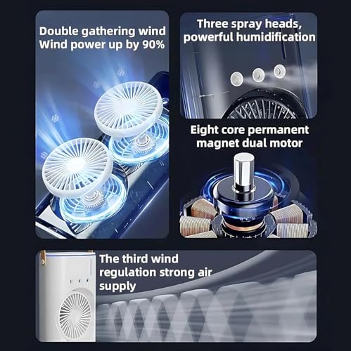 BreezeGlow Double-End Air Cooler Mist Fan – Dual LED Cooling Blower with Portable Handle, Humidifier, and Colorful Light