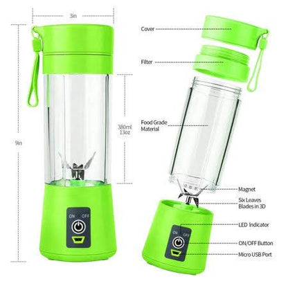 FreshBlend Portable USB Electric Blender Juicer Cup – 380ml, Rechargeable, Multicolour, Smoothie Maker & Fruit Juicer