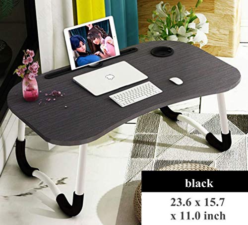 ErgoDesk Foldable Laptop Table – Multipurpose Study & Bed Desk with Cup Holder & Device Slot
