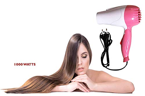 Nova 1290 1000W Foldable Plastic Hair Dryer – 2 Speed Hot/Cold, Lightweight Travel & Home Use