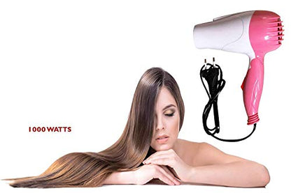 Nova 1290 1000W Foldable Plastic Hair Dryer – 2 Speed Hot/Cold, Lightweight Travel & Home Use