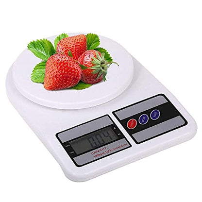 SF-400 Digital Kitchen Weighing Scale – 10kg/1g Precision, LCD Display, Multipurpose (White)