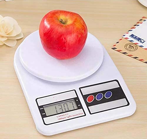 SF-400 Digital Kitchen Weighing Scale – 10kg/1g Precision, LCD Display, Multipurpose (White)