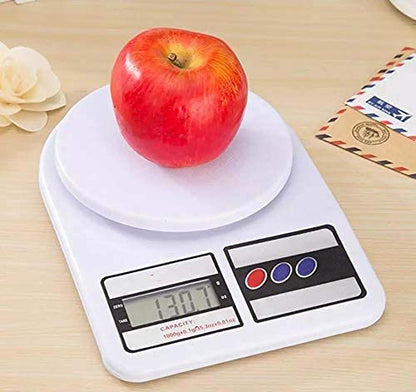 SF-400 Digital Kitchen Weighing Scale – 10kg/1g Precision, LCD Display, Multipurpose (White)