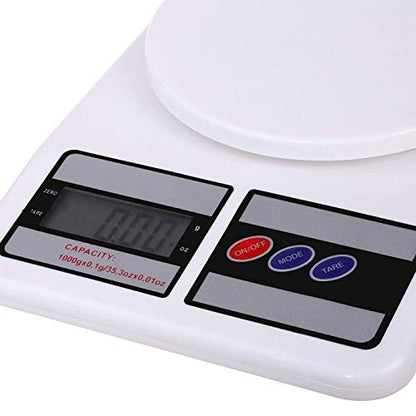 SF-400 Digital Kitchen Weighing Scale – 10kg/1g Precision, LCD Display, Multipurpose (White)