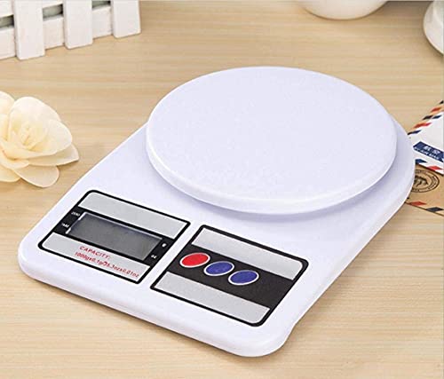 SF-400 Digital Kitchen Weighing Scale – 10kg/1g Precision, LCD Display, Multipurpose (White)