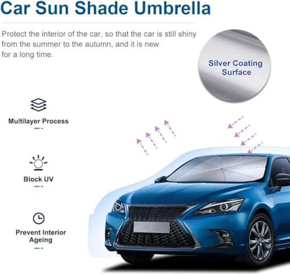 AutoGuard 3-Fold Car Windshield Sunshade Umbrella – Foldable, UV Block, Universal Fit