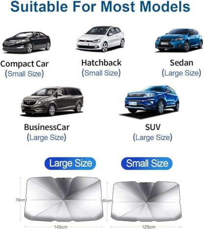 AutoGuard 3-Fold Car Windshield Sunshade Umbrella – Foldable, UV Block, Universal Fit