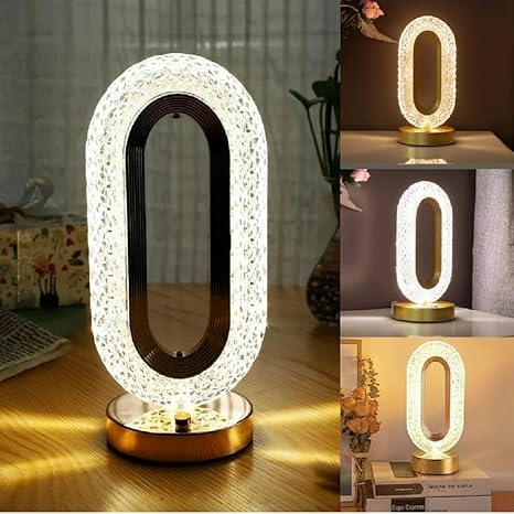 LumiOva Oval LED Crystal Table Lamp – Modern Decorative Ambient Light for Bedroom, Living Room, Office