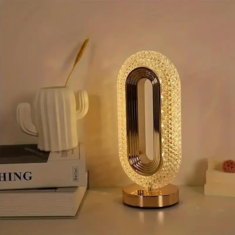 LumiOva Oval LED Crystal Table Lamp – Modern Decorative Ambient Light for Bedroom, Living Room, Office