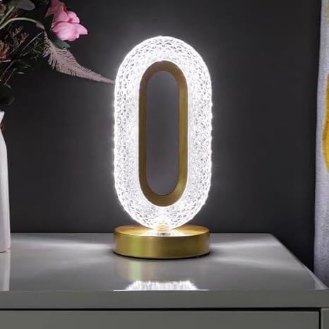 LumiOva Oval LED Crystal Table Lamp – Modern Decorative Ambient Light for Bedroom, Living Room, Office