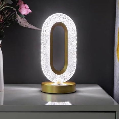 LumiOva Oval LED Crystal Table Lamp – Modern Decorative Ambient Light for Bedroom, Living Room, Office