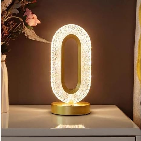 LumiOva Oval LED Crystal Table Lamp – Modern Decorative Ambient Light for Bedroom, Living Room, Office