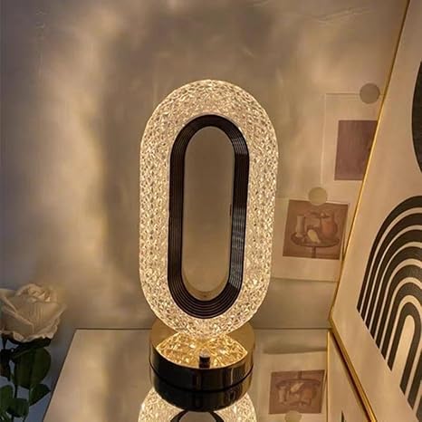 LumiOva Oval LED Crystal Table Lamp – Modern Decorative Ambient Light for Bedroom, Living Room, Office