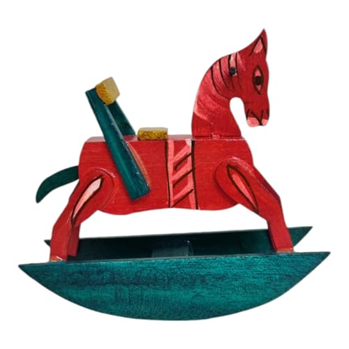 Handcrafted Wooden Rocking Horse Toy – Traditional Painted Kids Decor & Play Model