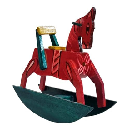 Handcrafted Wooden Rocking Horse Toy – Traditional Painted Kids Decor & Play Model