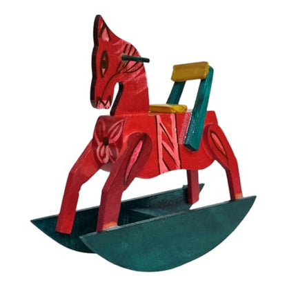 Handcrafted Wooden Rocking Horse Toy – Traditional Painted Kids Decor & Play Model