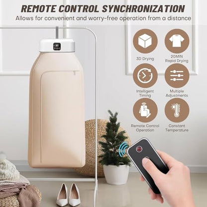 EcoDry Portable Electric Cloth Dryer – Foldable, Remote Control, Fast Drying Wardrobe System
