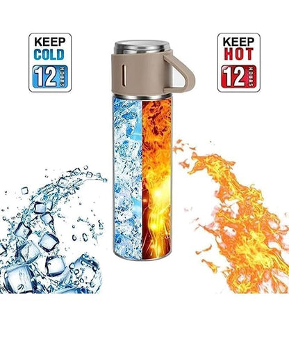 ThermoSip Premium Vacuum Stainless Steel Flask Set – Mixed Colours, Gift Pack with Mugs