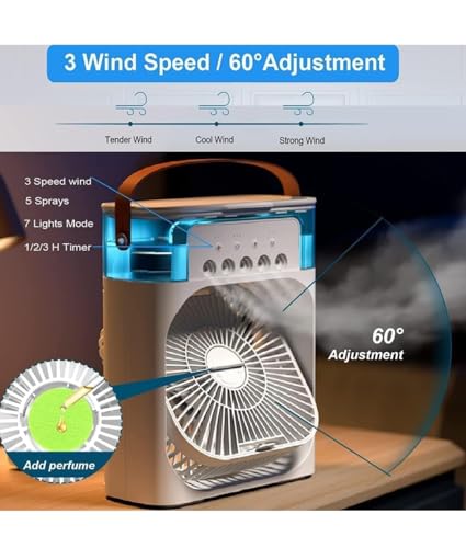 ArcticBreeze 3-in-1 Portable Air Cooler, Humidifier & Purifier – USB Rechargeable, Rapid Cooling