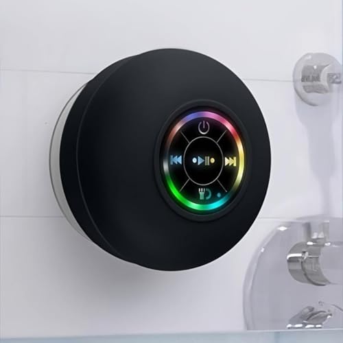AquaBeats Waterproof Bluetooth Shower Speaker – LED Light, Suction Mount, Hands-Free Controls