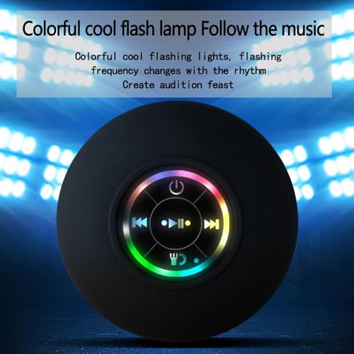 AquaBeats Waterproof Bluetooth Shower Speaker – LED Light, Suction Mount, Hands-Free Controls