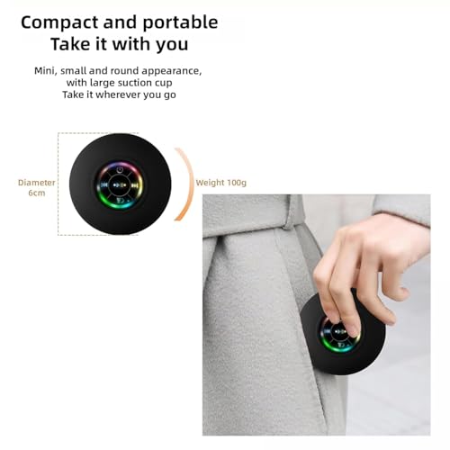 AquaBeats Waterproof Bluetooth Shower Speaker – LED Light, Suction Mount, Hands-Free Controls