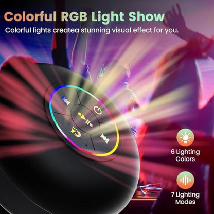 AquaBeats Waterproof Bluetooth Shower Speaker – LED Light, Suction Mount, Hands-Free Controls