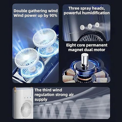 BreezeGlow Double-End Air Cooler Mist Fan – Dual LED Cooling Blower with Portable Handle, Humidifier, and Colorful Light