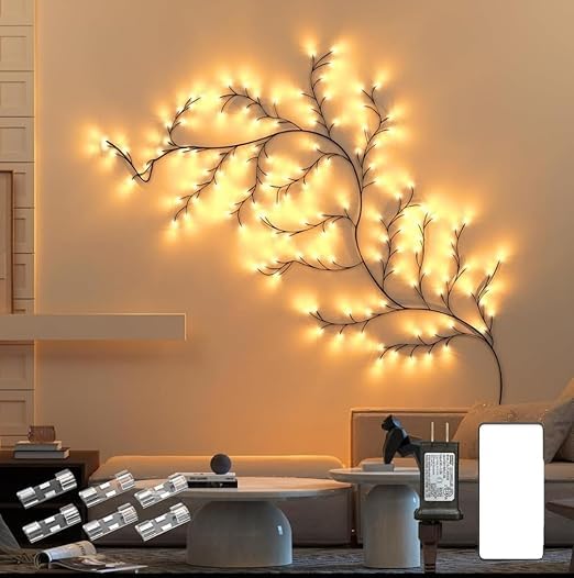 GlowTree LED Vines Wall Light – Flexible Branch Fairy Lights for Living Room & Bedroom Decor