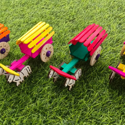 Classic Wooden Bullock Cart Toy – Handcrafted Miniature Cattle Cart, Rural Village Model for Kids & Decor